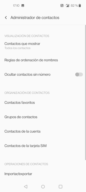 Seleccione Contactos de la tarjeta SIM