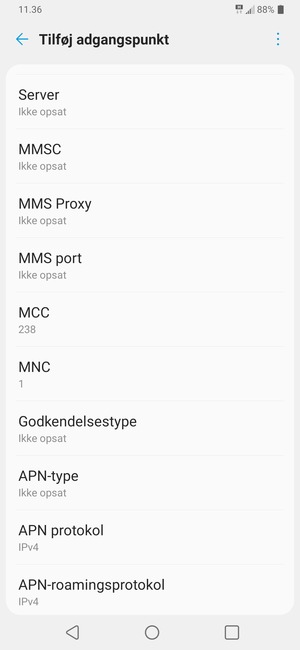 Scroll ned og indtast MMS-oplysninger