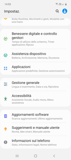 Scorri e seleziona Aggiornamenti software
