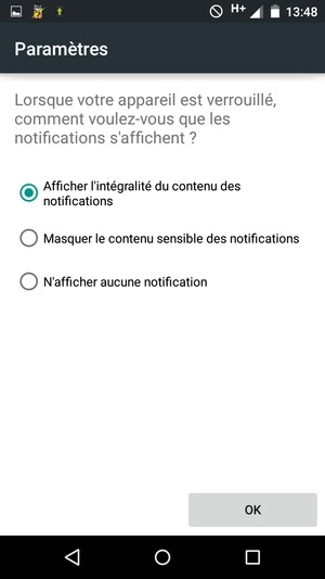 Sélectionnez votre option préférée et sélectionnez OK