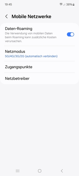 Schalten Sie Daten-Roaming an oder aus