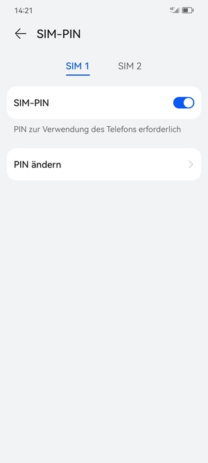Wählen Sie SIM 1 oder SIM 2 und wählen Sie PIN ändern