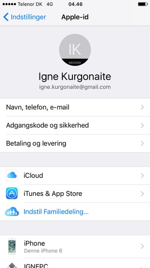 Vælg iCloud