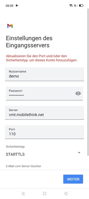 Wählen Sie Sicherheitstyp