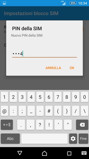 Inserisci Nuovo PIN della SIM e seleziona OK
