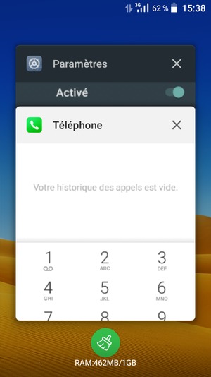 Sélectionnez l'icône Supprimer pour fermer toutes les applis en cours d'exécution