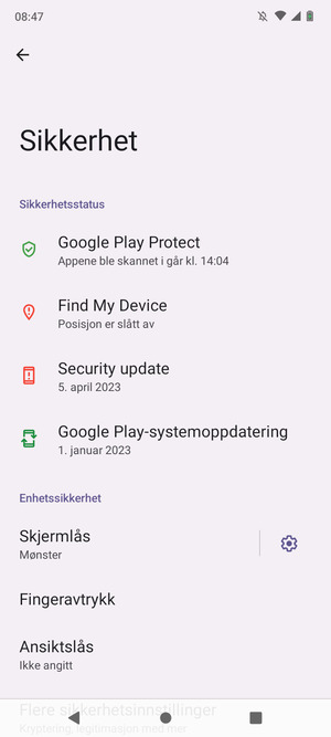 Telefonen din er nå sikret med en skjermlås