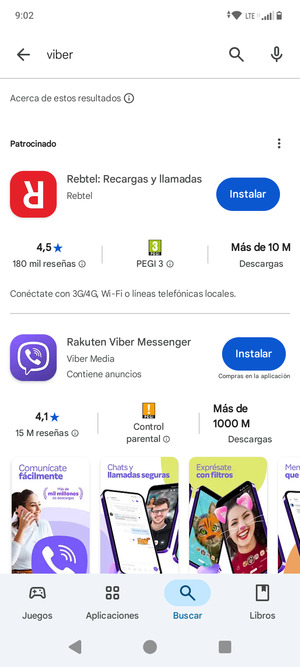 Seleccione la aplicación
