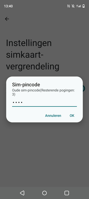 Voer uw Oude sim-pincode in en selecteer OK
