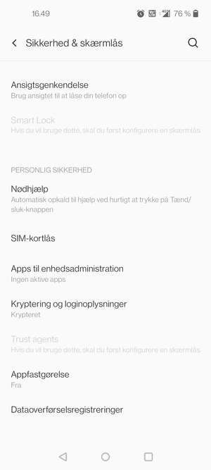 Scroll til og vælg SIM-kortlås