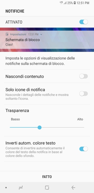Seleziona la tua opzione preferita e poi FATTO