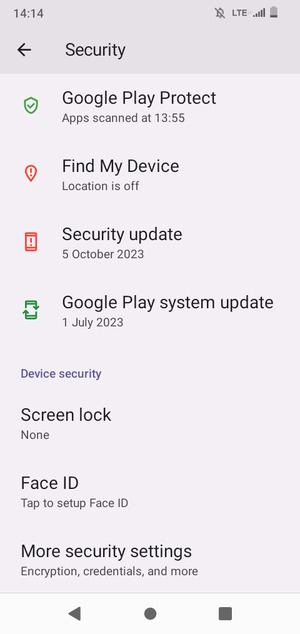 To change the PIN for the SIM card, go to the Security menu and scroll to and select More security settings