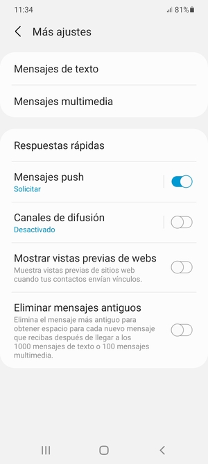 Seleccione Mensajes de texto