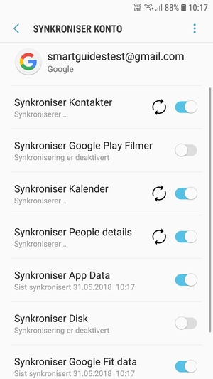 Din informasjon blir synkronisert