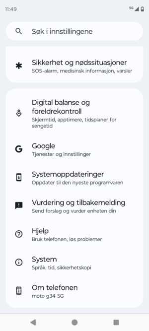 Bla til og velg Systemoppdateringer