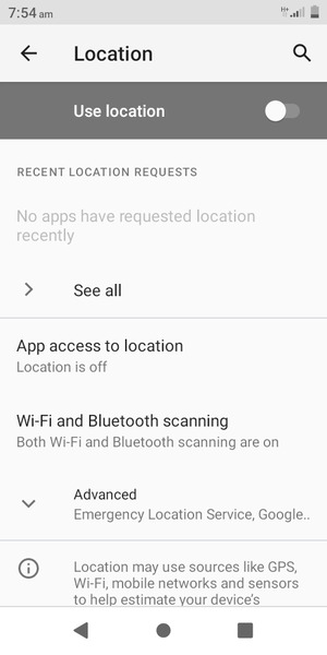 Turn off  Use location