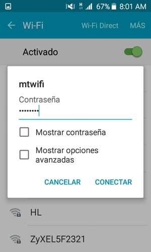 Introduzca la contraseña de Wi-Fi y seleccione CONECTAR