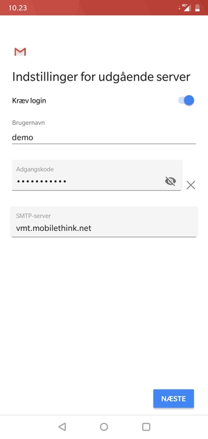 Indtast udgående serveradresse