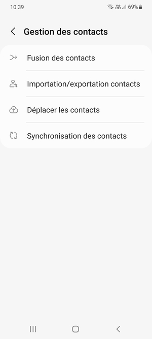 Sélectionnez Importation/ exportation contacts