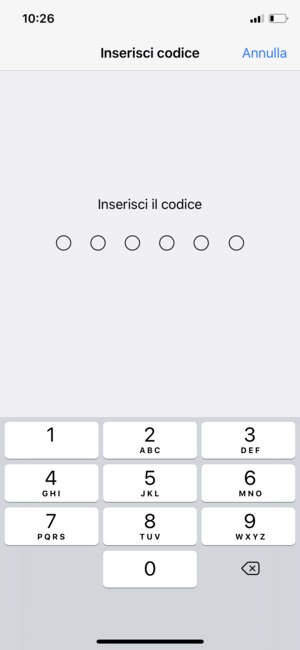 Inserisci il codice di blocco del telefono se questo è già attivato sul tuo telefono