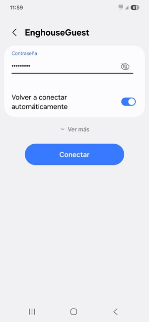 Introduzca la contraseña de Wi-Fi y seleccione Conectar