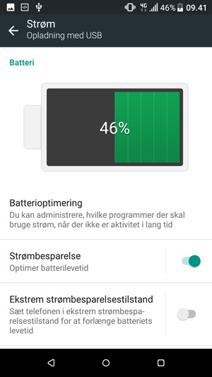 Slå Strømbesparelse til