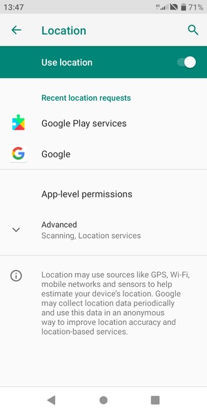 Turn off Use location