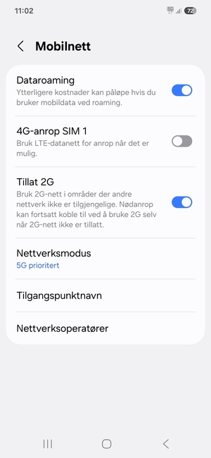 Slå Dataroaming på eller av