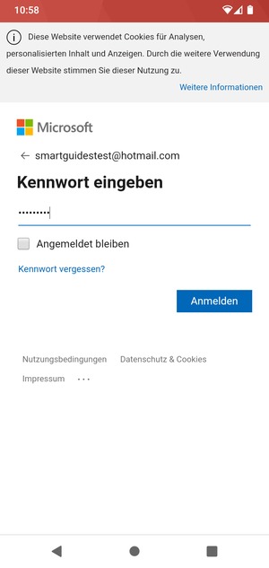 Geben Sie Ihre Passwort ein und wählen Sie Anmelden