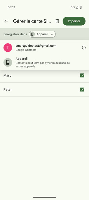 Sélectionnez votre compte Google