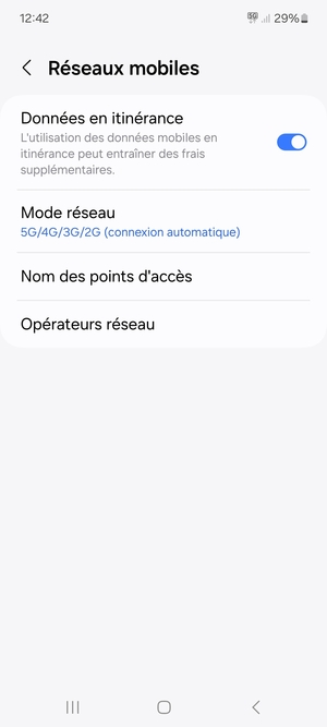 Activer ou désactiver Données en itinérance