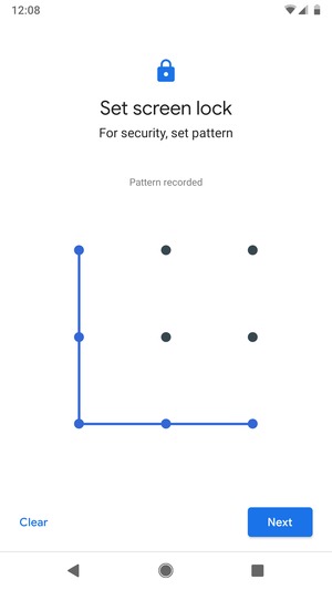 Draw an unlock pattern and select Next