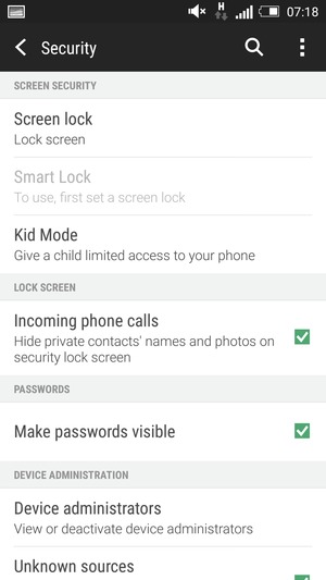 Select Screen lock