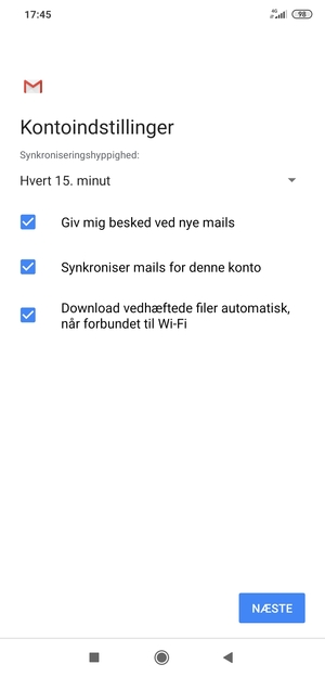 Vælg NÆSTE
