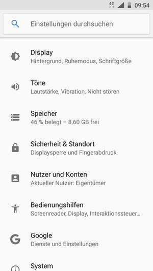 Scrollen Sie und wählen Sie Sicherheit & Standort