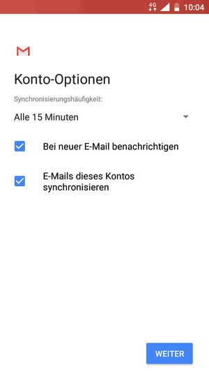Wählen Sie WEITER