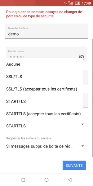 Sélectionnez Aucune puis SUIVANTE