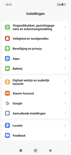 Scroll naar en selecteer Locatie