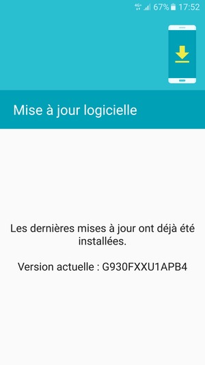 Si votre téléphone est à jour, vous verrez l'écran suivant