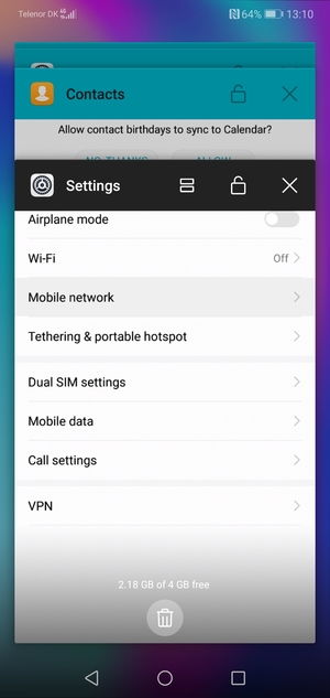 Select the Delete icon to close running apps