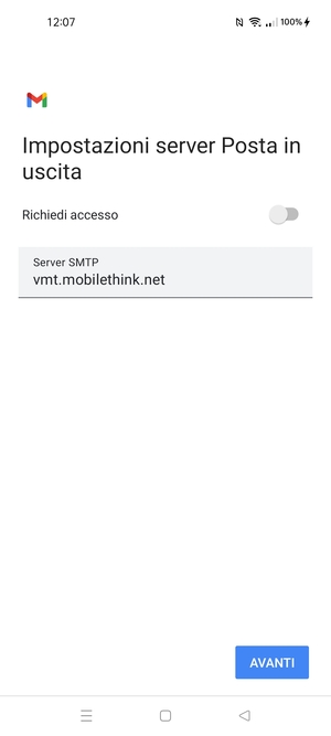 Disattiva Richiedi accesso e seleziona AVANTI