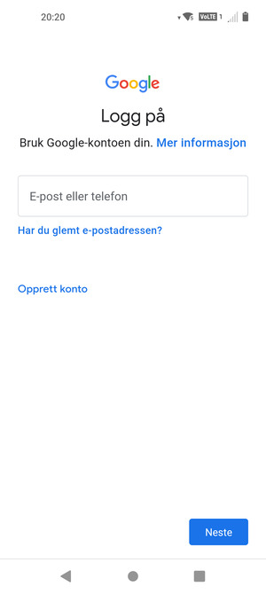 Skriv inn din Gmail-adresse og velg Neste