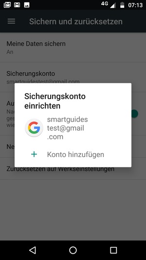 Wählen Sie Ihr Konto für Backup