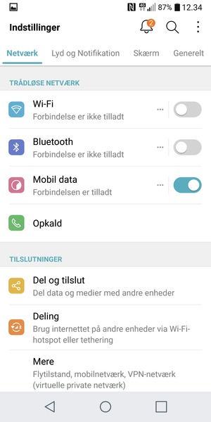 Vælg Netværk og Wi-Fi