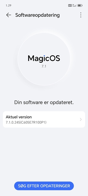 Hvis din telefon er opdateret, vil du se følgende skærmbillede