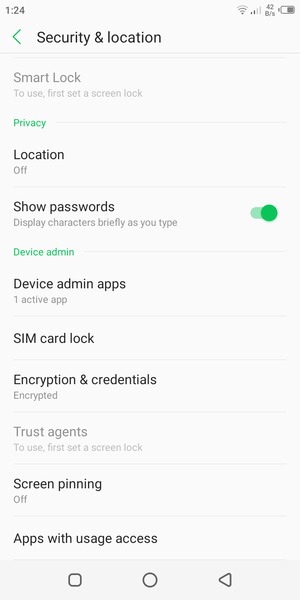 Scroll to and select SIM card lock