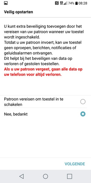 Selecteer uw voorkeursoptie en selecteer VOLGENDE