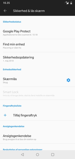 For at aktivere din skærmlås, gå til menuen Sikkerhed & lås skærm og vælg Skærmlås