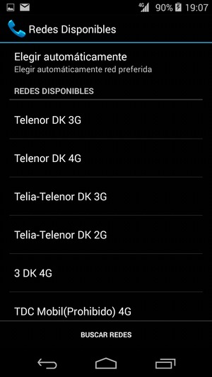 Seleccione un operador de red de la lista