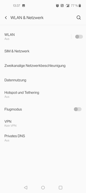 Wählen Sie SIM & Netzwerk